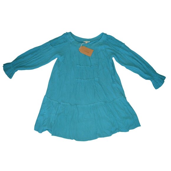 NWT Listicle Teal Peacock Blue Flowy Bohemian Peasant Dress Women's Size Medium - Picture 7 of 7